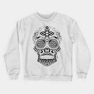 skull smile ecopop in floral totonac pattern ornament art Crewneck Sweatshirt